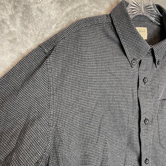 LL Bean Men Classic Soft Flannel Slightly Fitted Houndstooth Collared Shirt L - Picture 3 of 10